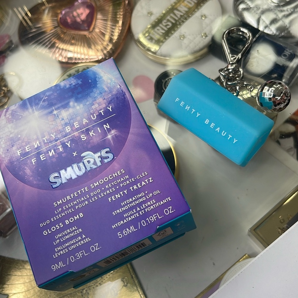 Fenty Beauty Smurfs Collection Gloss Bomb keychain